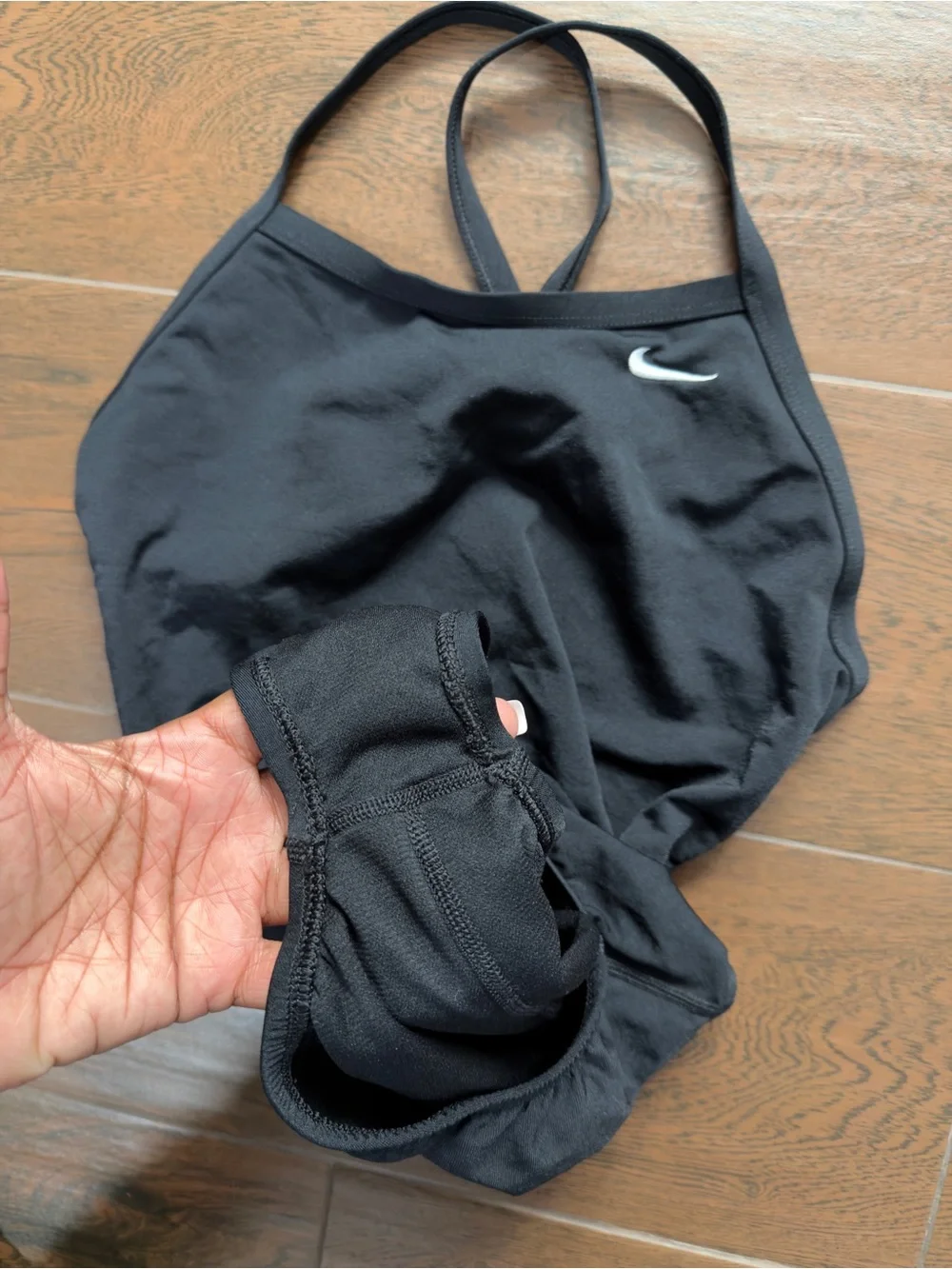 Nike Black Women's One-Piece Swimwear with White Swoosh